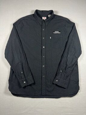 Levis Mens Long Sleeve Black Checkered Shirt Come Together Stitch Size XL